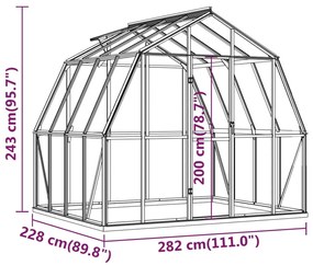 Sera cu cadru de baza, antracit, 6,43 m  , aluminiu 1, 282 x 228 x 243 cm