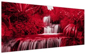 Tablou - Cascade indoneziene în roșu (120x50 cm)