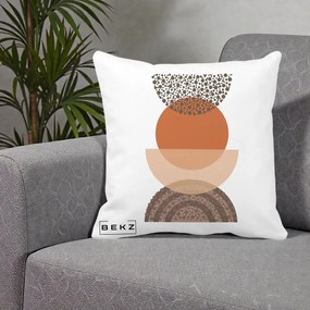 Perna Decorativa Boho Stiva Forme Punctate Terracotta, 40x40 cm, Alba Mata, Husa Detasabila, Perna Inclusa, BEKZ®