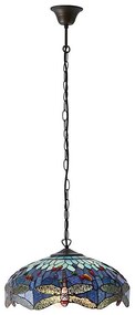 Endon 64080 - Candelabru pe lanț Tiffany DRAGONFLY, 3x E27, max. 60 W, 230 V, Ø 41 cm