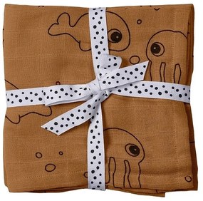 Done by Deer - Set 2 museline bumbac - Sea Friends Mustard