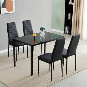 Set de dining 4x scaune + masă Catini AUSTIN - Negru