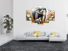 Tablou - Mama elefant, acuarelă (150x105 cm)