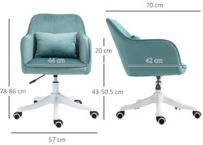 Vinsetto Scaun de birou cu perne de masaj cu roti inaltime reglabila, captuseala ergonomica de lux verde | Aosom Romania