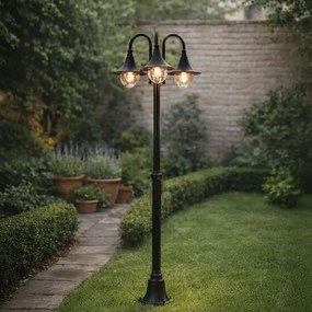 Felinar clasic de exterior negru 200cm 3 lumini IP44 - Daphne