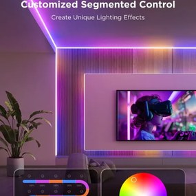 Bandă LED RGBWWIC dimabilă Govee COB 3780 diode 3m Wi-Fi Matter