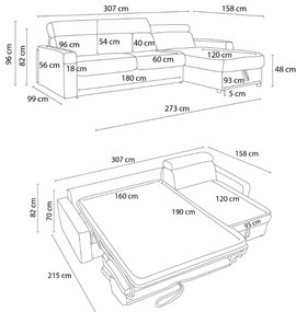 Colțar verde închis extensibil cu tapițerie din catifea reiată (cu colț variabil) Monaco – Bobochic Paris