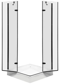 Cabină de duș pătrată Flow Black cu ușă batantă 80 cm