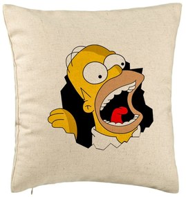 Perna Decorativa, Model Simpsons Homer 2, 40x40 cm, Bej, Husa Detasabila, Burduf