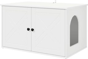 vidaXL Casa pentru pisici Alb 85 x 55 x 50,5 cm Lemn compozit