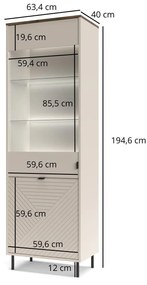 Vitrină Eliminados 2 (cașmir + stejar castello). 1116840