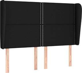 vidaXL Tăblie de pat cu aripioare, negru, 147x23x118/128 cm, textil