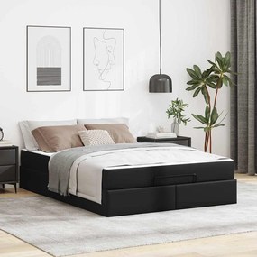 vidaXL Cadru de pat cu saltea Negru 140 x 200 cm Piele artificială