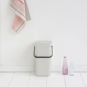 Cos de gunoi colectare selectiva Brabantia Sort&Go 1005511, 12 Ș, Maner, Montabil pe perete, Gri deschis