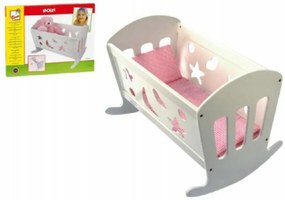 Leagăn lemn pentru păpuși 50x36cm + pătură + pernă + platformă într-o cutie de carton