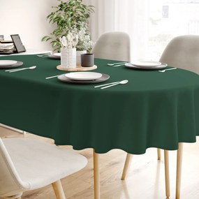 Goldea față de masă 100% bumbac verde închis - ovală 140 x 180 cm