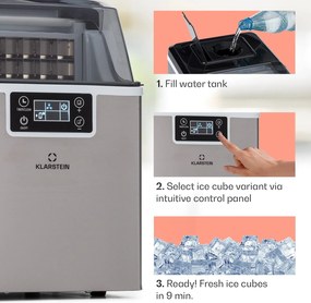 Klarstein Chios, aparat de făcut cuburi de gheață, 20 kg/24 h, Auto-Clean, rezervor de apă de 3,2 litri