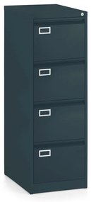 Dosar metalic A4 - 4 sertare, 45,5 x 62 x 132 cm, incuietoare cilindru, antracit - ral 7016