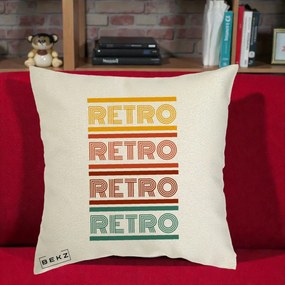 Perna Decorativa RETRO Text Multicolor, 40x40 cm, Ecru, Husa Detasabila, Perna Inclusa, BEKZ®