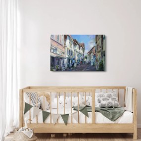 Tablou - Strada orașului vechi, pictură acrilică (90x60 cm)