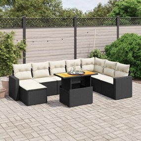 3275625 vidaXL Set mobilier de grădină cu perne, 9 piese, negru, poliratan