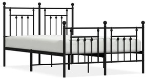 353554 vidaXL Cadru pat metalic cu tăblie de cap/picioare, negru, 135x190 cm