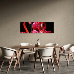 Tablou cu flamengo roșii (cu ceas) (90x30 cm)