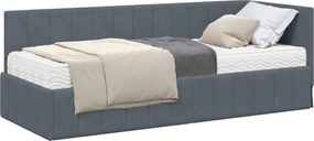 vidaXL Cadru de pat colțar cu saltea cu saltea 2 pcs Gri Catifea