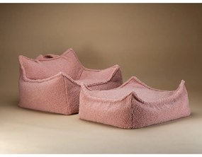 Fotoliu puf pentru copii roz cu tapițerie din țesătură bouclé Chair – Wigiwama