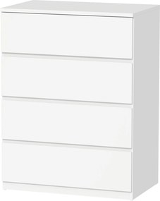 HOMCOM Comodă cu 4 Sertare, Organizator de Depozitare cu Ghidaje Metalice și Mânere cu Caneluri, 60x40x80 cm, Alb | Aosom Romania