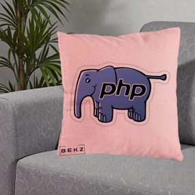 Perna Personalizata PHP Elephant, 40x40 cm, Roz, Husa Detasabila, Perna Inclusa, BEKZ®