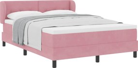 vidaXL Pat cu arcuri cu saltea cu headboard Roz 140 x 200 cm Catifea