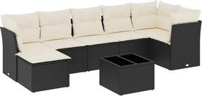 vidaXL Set mobilier de grădină cu perne, 8 piese, negru, poliratan