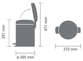 Cos de gunoi cu pedala Brabantia NewIcon 1005528, 5 l, Inchidere lina, Baza antiderapanta, Albastru deschis