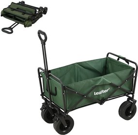 Cărucior de plajă premium pliabil, verde