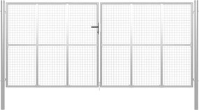 vidaXL Poartă de grădină din oțel galvanizat, 400x175 cm, argintiu