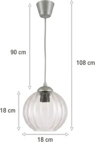 Brilagi - Pendul LED pe cablu RETRO GLASS 1xE27/60W/230V Ø 18 cm argintiu/transparent