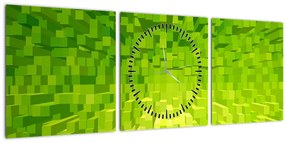 Tabloul cuburilor galbenverzui (cu ceas) (90x30 cm)