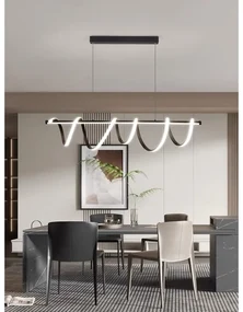 Lustra LED Cu Telecomanda, Elit's,NEGRU, wifi 2.4G lumina/rece/calda/neutra intensitate reglabila, Suspendata,94W