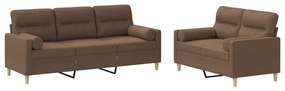 3201619 vidaXL Set de canapele cu perne, 2 piese, maro, textil