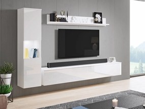 Zondo Mobilier living BR (Alb + Alb lucios) (Iluminat LED alb). 1060052