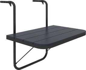 Outsunny Măsuță Pliabilă și Reglabilă pentru Balcon, Masă Suspendată pentru Balustradă, din Aluminiu și Plastic cu Efect de Lemn, Suport pentru Plante sau Gustări, Negru | Aosom Romania
