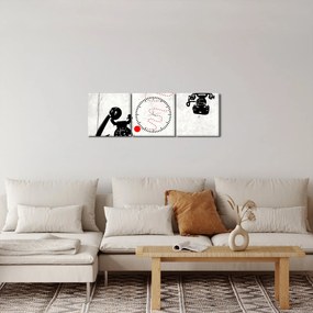 Tablou - Desen de telefon în stilul lui Banksy (cu ceas) (90x30 cm)