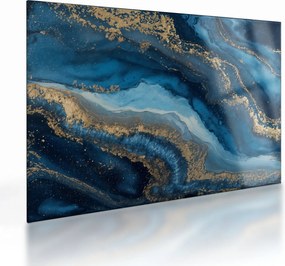 Tablou pe sticlă - Abstracție marmură albastră (70x50 cm)
