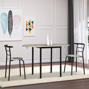Set de sufragerie HOMCOM din 3 piese cu 2 scaune si 1 masa ovala, pentru spatii limitate, culoare lemn | Aosom RO