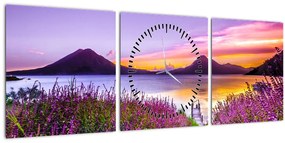 Tablou cu lac (cu ceas) (90x30 cm)