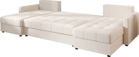 Coltar extensibil in forma de U VENORIA, crem, 285x146 cm + 2 perne GRATUIT
