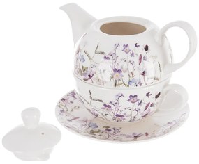 Set pentru ceai alb-mov din porțelan Louka – Orion