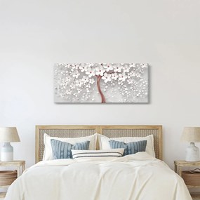 Tablou - Imaginea copacului alb cu flori albe, rosegold (120x50 cm)