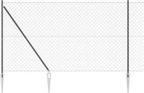 vidaXL Stâlp de gard. Gri 10 x 1,5 m (plasă de 60 x 60 mm) Oțel și PVC